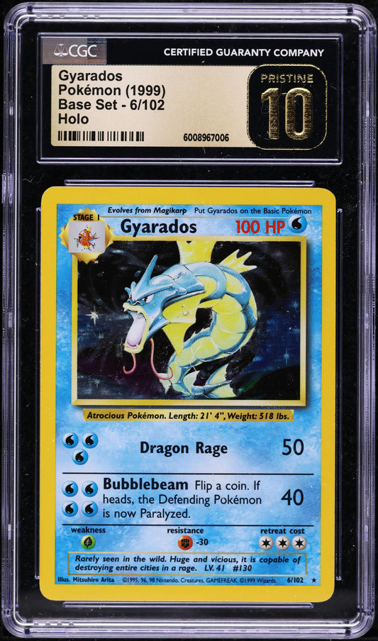 1999 POKEMON BASE SET HOLO GYARADOS #6 CGC 10 PRISTINE