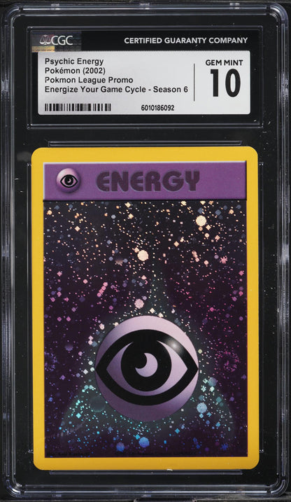 2002 POKEMON LEAGUE PROMO ENERGIZE YOUR GAME CYCLE SEASON 6 HOLO PSYCHIC ENERGY CGC 10