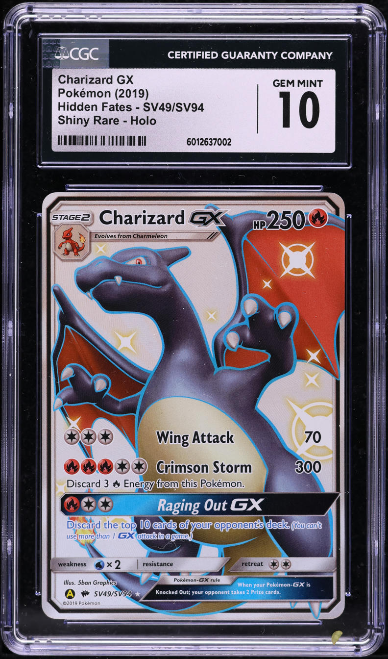 2019 POKEMON HIDDEN FATES SHINY RARE HOLO CHARIZARD GX #SV49 CGC 10 GEM MINT