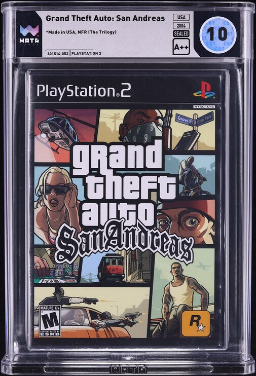 2004 GRAND THEFT AUTO: SAN ANDREAS SONY PLAYSTATION 2 PS2 WATA 10 A++ SEALED