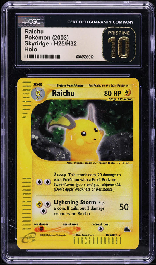 2003 POKEMON SKYRIDGE HOLO RAICHU #H25 CGC 10 GEM MINT