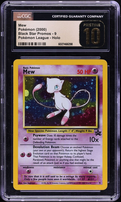 2000 POKEMON LEAGUE BLACK STAR PROMO HOLO MEW #9 CGC 10 PRISTINE
