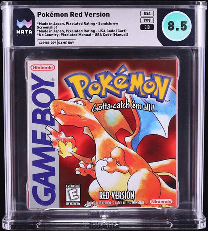 1998 POKEMON RED VERSION SANDSHREW NINTENDO GAME BOY GB WATA 8.5 CIB