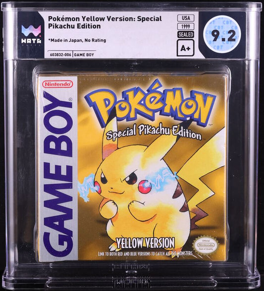 1999 POKEMON YELLOW VERSION NO ESRB NINTENDO GAME BOY GB WATA 9.2 A+ SEALED
