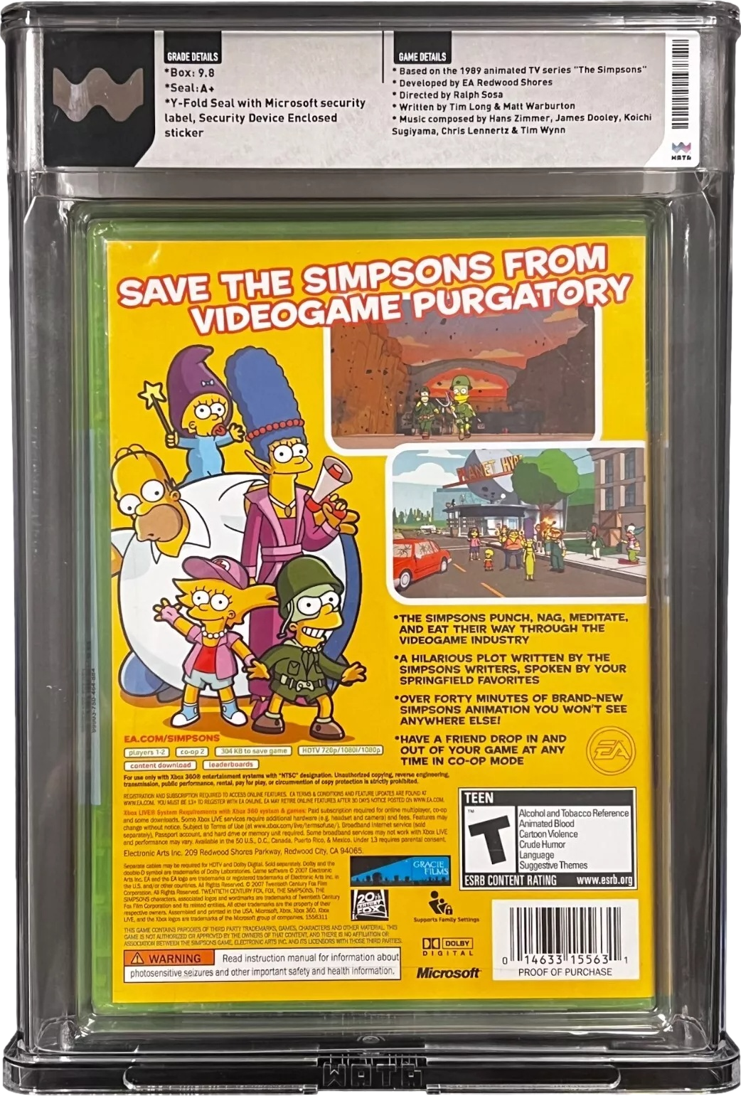 2007 THE SIMPSONS GAME XBOX 360 WATA 9.8 A+ SEALED