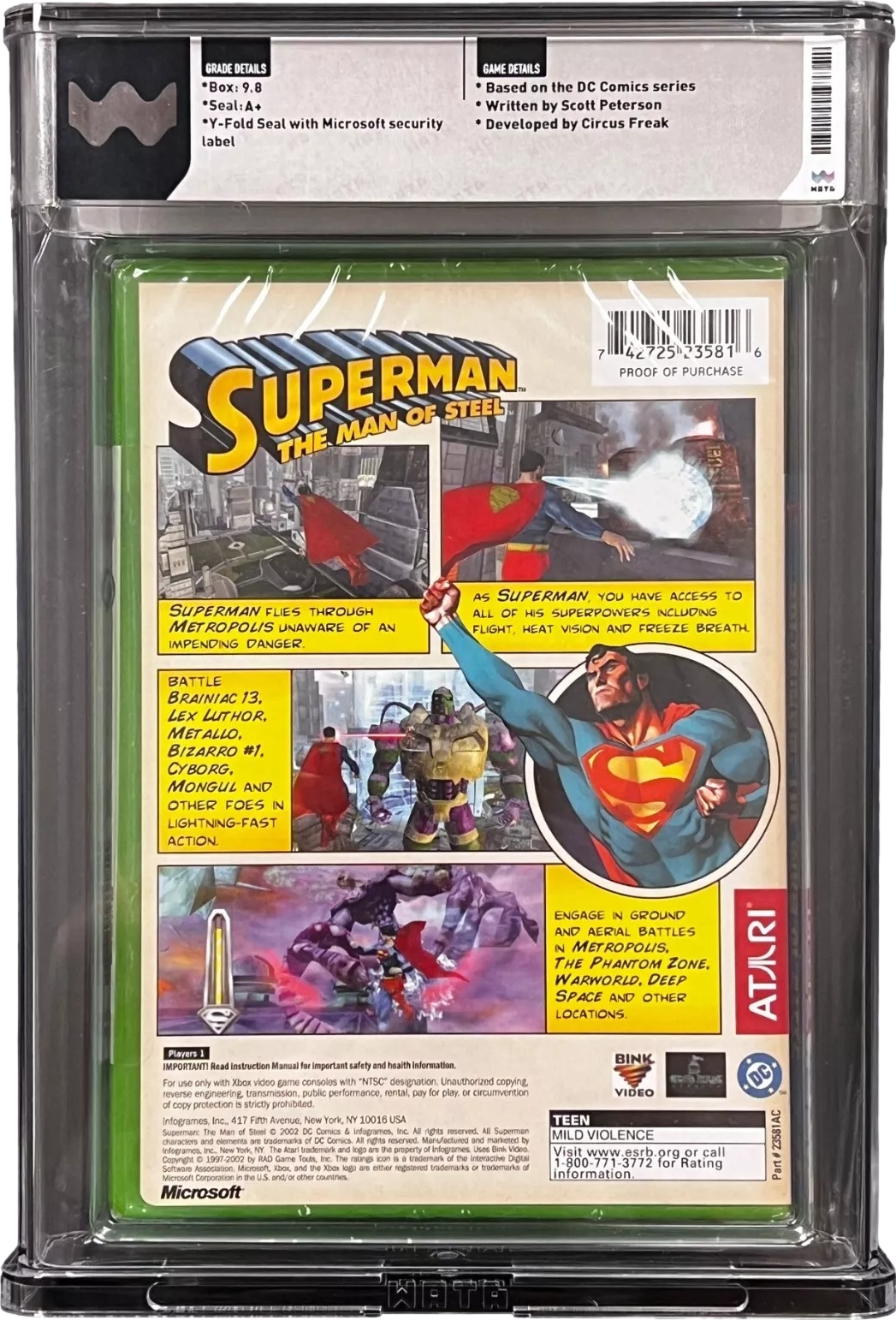 2002 SUPERMAN THE MAN OF STEEL XBOX WATA 9.8 A+ SEALED