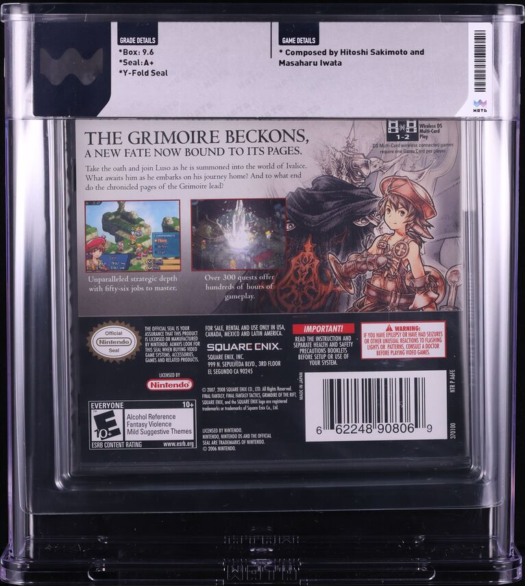 2008 FINAL FANTASY TACTICS A2 GRIMOIRE OF THE RIFT NINTENDO DS WATA 9.6 A+ SEALED