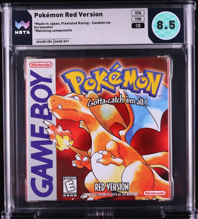 1998 POKEMON RED VERSION WHITE ESRB SANDSHREW NINTENDO GAME BOY GB WATA 8.5 CIB