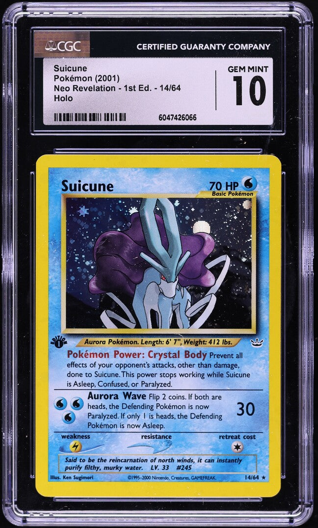2001 POKEMON NEO REVELATION 1ST EDITION HOLO SUICUNE #14 CGC 10 GEM MINT