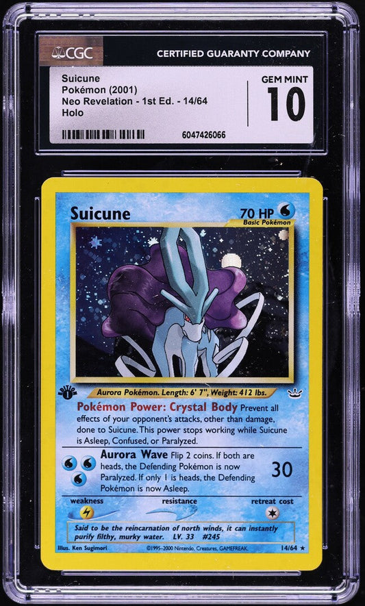 2001 POKEMON NEO REVELATION 1ST EDITION HOLO SUICUNE #14 CGC 10 GEM MINT