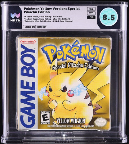 1999 POKEMON YELLOW VERSION BLACK ESRB NINTENDO GAME BOY GB WATA 8.5 CIB