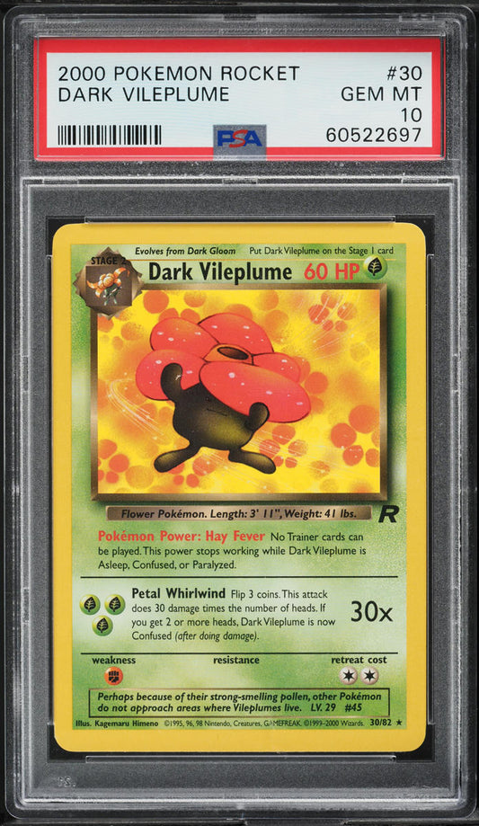 2000 POKEMON TEAM ROCKET DARK VILEPLUME #30 PSA 10 GEM MINT