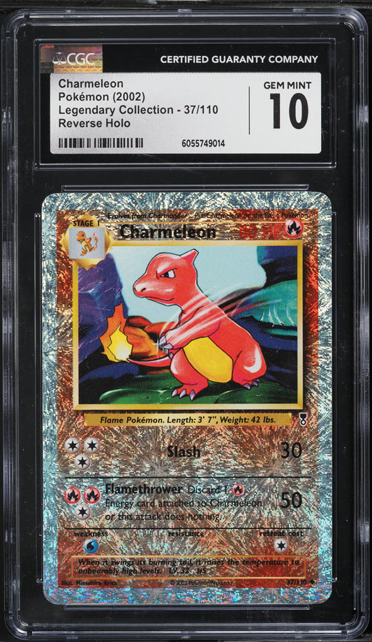 2002 POKEMON LEGENDARY COLLECTION REVERSE HOLO CHARMELEON #37 CGC 10 GEM MINT