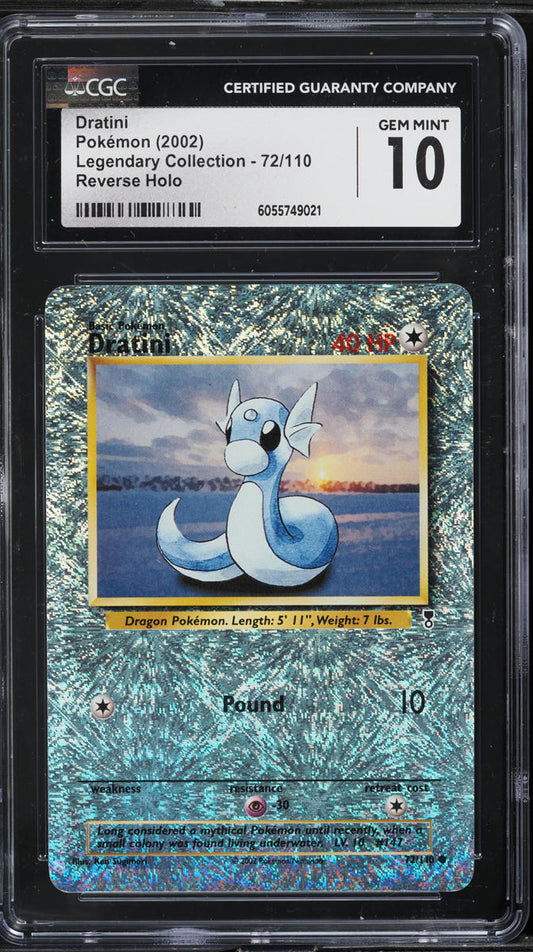 2002 POKEMON LEGENDARY COLLECTION REVERSE HOLO DRATINI #72 CGC 10 GEM MINT