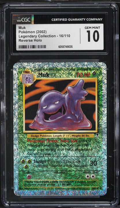 2002 POKEMON LEGENDARY COLLECTION REVERSE HOLO MUK #16 CGC 10 GEM MINT