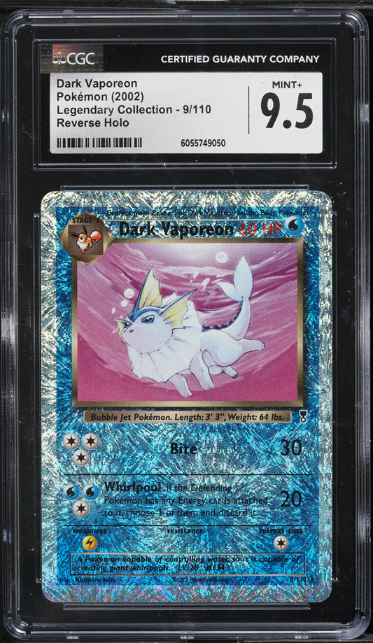 2002 POKEMON LEGENDARY COLLECTION REVERSE HOLO DARK VAPOREAON #9 CGC 9.5 MINT+