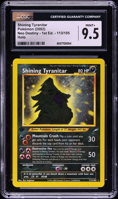2002 POKEMON NEO DESTINY 1ST EDITION HOLO SHINING TYRANITAR #113 CGC 9.5 MINT+