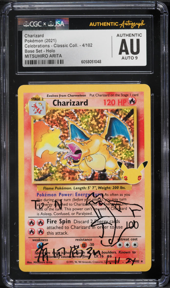 2021 POKEMON SWSH CELEBRATIONS CLASSIC COLLECTION HOLO CHARIZARD #4 ARITA AUTO 9 CGC AUTH