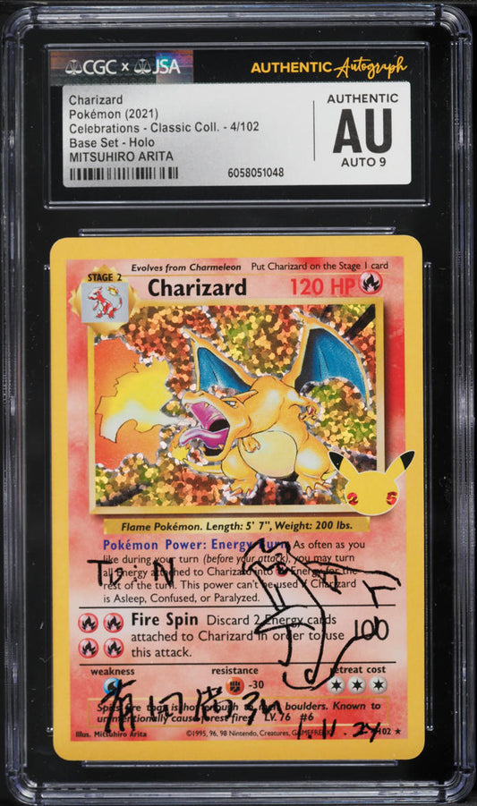 2021 POKEMON SWSH CELEBRATIONS CLASSIC COLLECTION HOLO CHARIZARD #4 ARITA AUTO 9 CGC AUTH