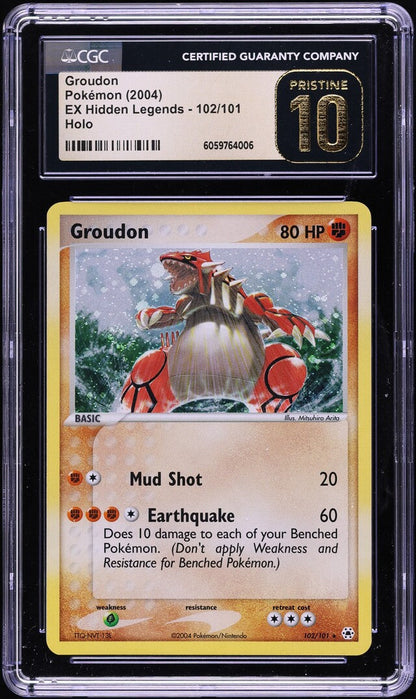 2004 POKEMON EX HIDDEN LEGENDS HOLO GROUDON #102 CGC 10 PRISTINE