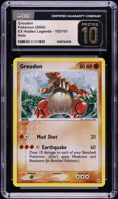 2004 POKEMON EX HIDDEN LEGENDS HOLO GROUDON #102 CGC 10 PRISTINE