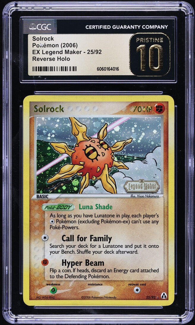 2006 POKEMON EX LEGEND MAKER REVERSE HOLO SOLROCK #25 CGC 10 PRISTINE