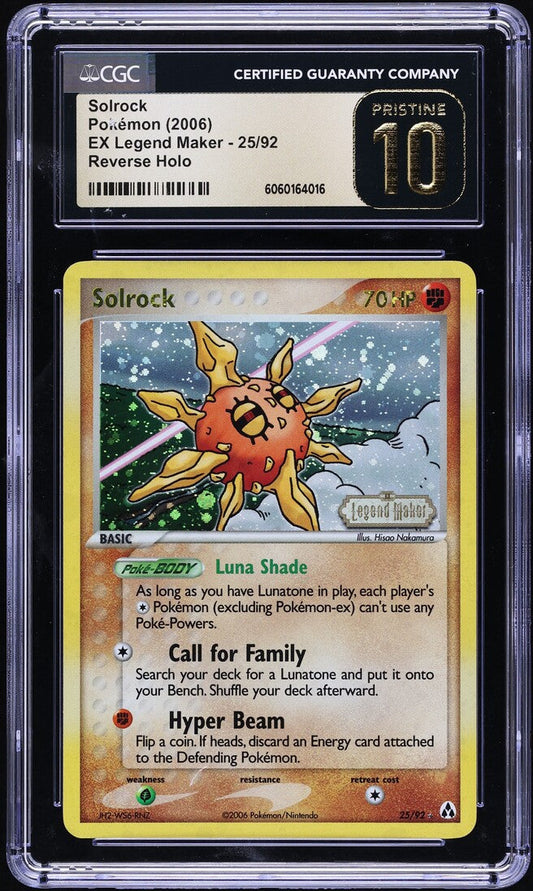 2006 POKEMON EX LEGEND MAKER REVERSE HOLO SOLROCK #25 CGC 10 PRISTINE