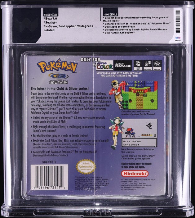 2001 POKEMON CRYSTAL VERSION NINTENDO GAME BOY COLOR GBC WATA 7.0 A+ SEALED