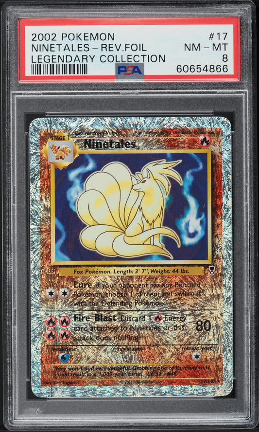 2002 POKEMON LEGENDARY COLLECTION REVERSE HOLO NINETALES #17 PSA 8 NM-MT