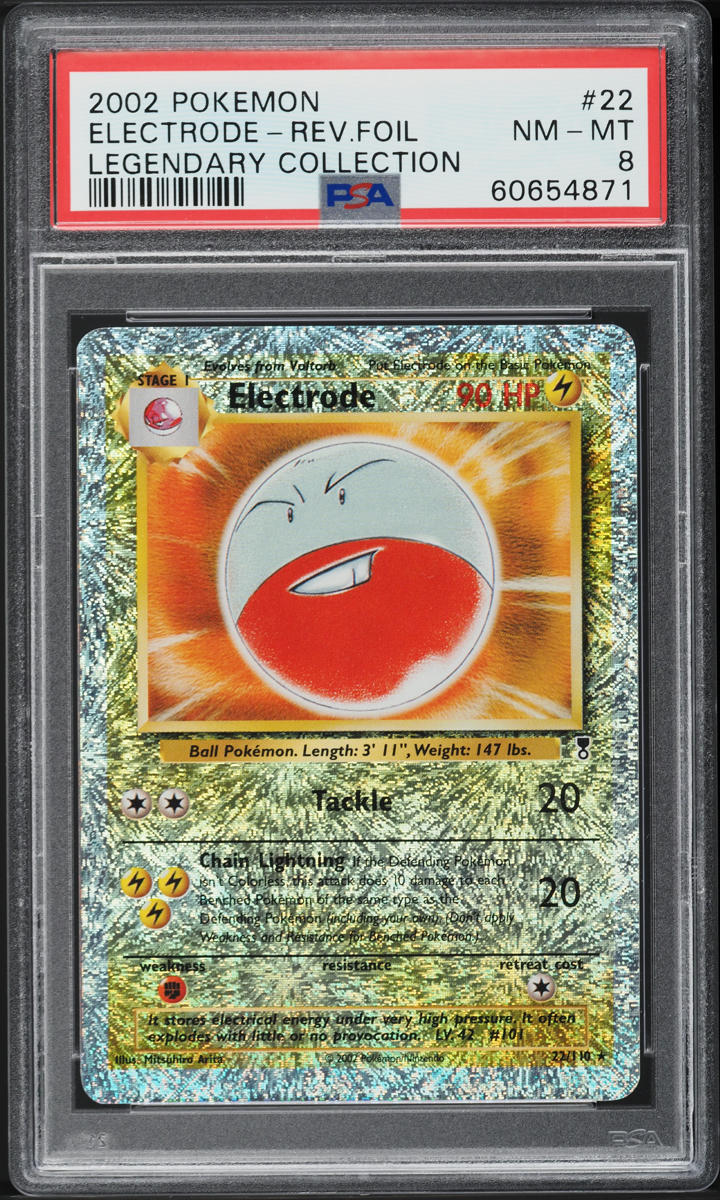 2002 POKEMON LEGENDARY COLLECTION REVERSE HOLO ELECTRODE #22 PSA 8 NM-MT