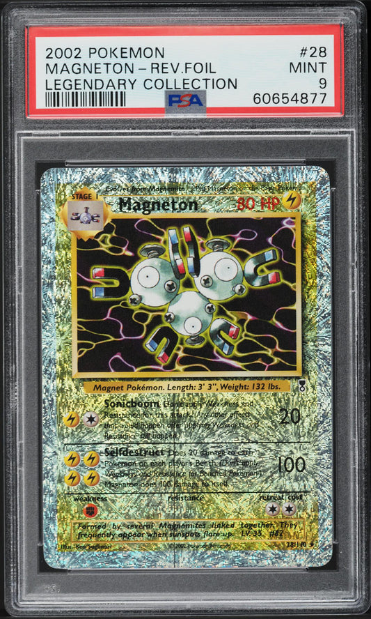 2002 POKEMON LEGENDARY COLLECTION REVERSE HOLO MAGNETON #28 PSA 9 MINT