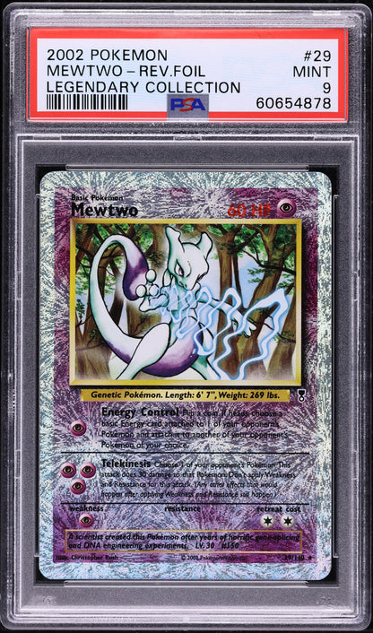 2002 POKEMON LEGENDARY COLLECTION REVERSE HOLO MEWTWO #29 PSA 9