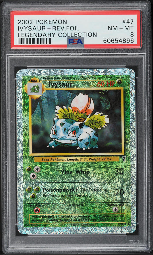 2002 POKEMON LEGENDARY COLLECTION REVERSE HOLO IVYSAUR #47 PSA 8 NM-MT