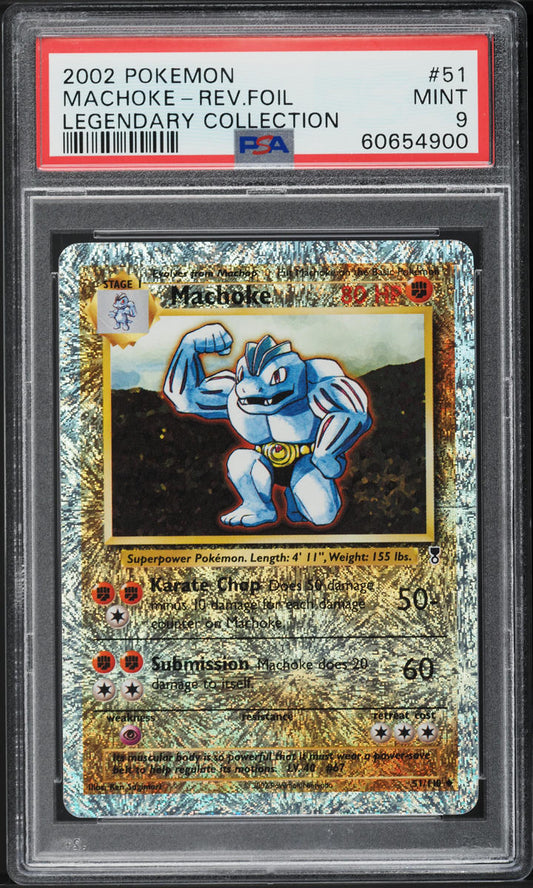 2002 POKEMON LEGENDARY COLLECTION REVERSE HOLO MACHOKE #51 PSA 9 MINT