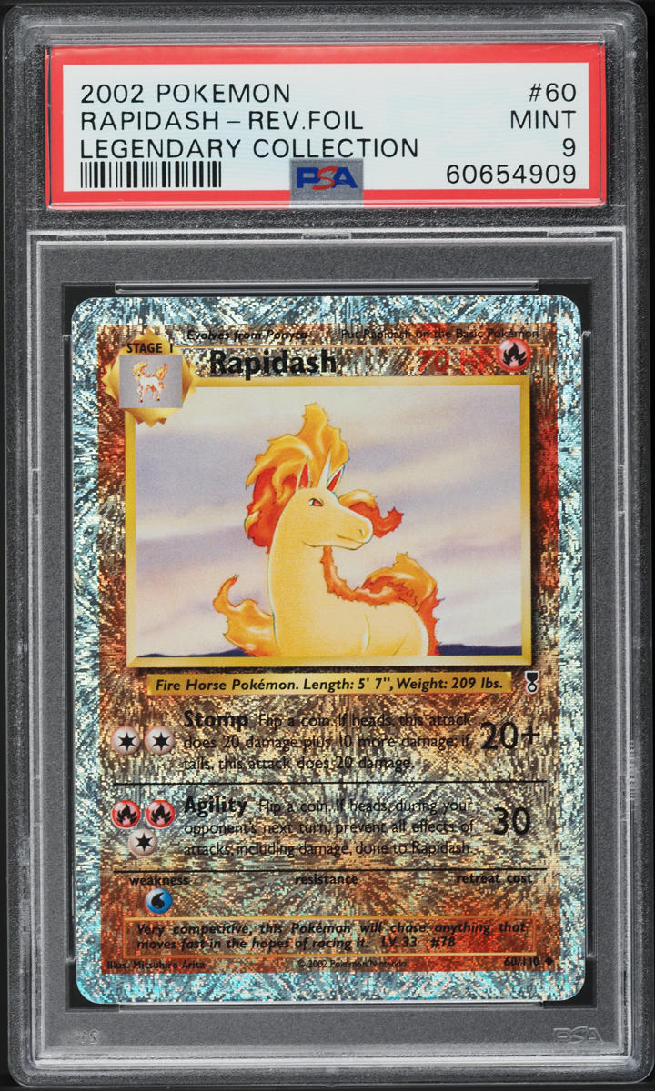 2002 POKEMON LEGENDARY COLLECTION REVERSE HOLO RAPIDASH #60 PSA 9 MINT