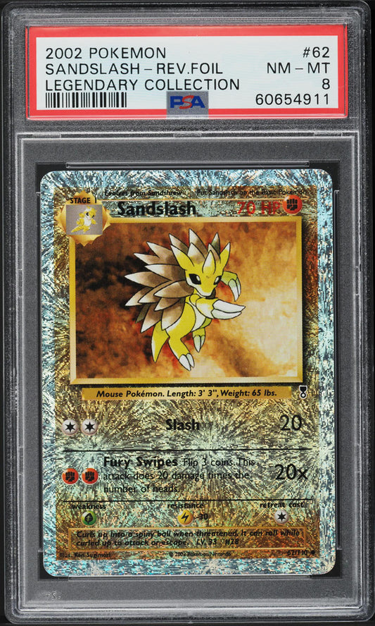 2002 POKEMON LEGENDARY COLLECTION REVERSE HOLO SANDSLASH #62 PSA 8 NM-MT