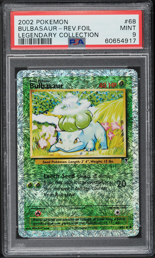 2002 POKEMON LEGENDARY COLLECTION REVERSE HOLO BULBASAUR #68 PSA 9 MINT