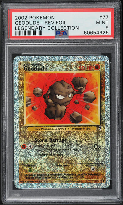 2002 POKEMON LEGENDARY COLLECTION REVERSE HOLO GEODUDE #77 PSA 9 MINT