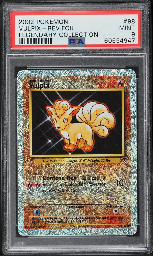 2002 POKEMON LEGENDARY COLLECTION REVERSE HOLO VULPIX #98 PSA 9 MINT