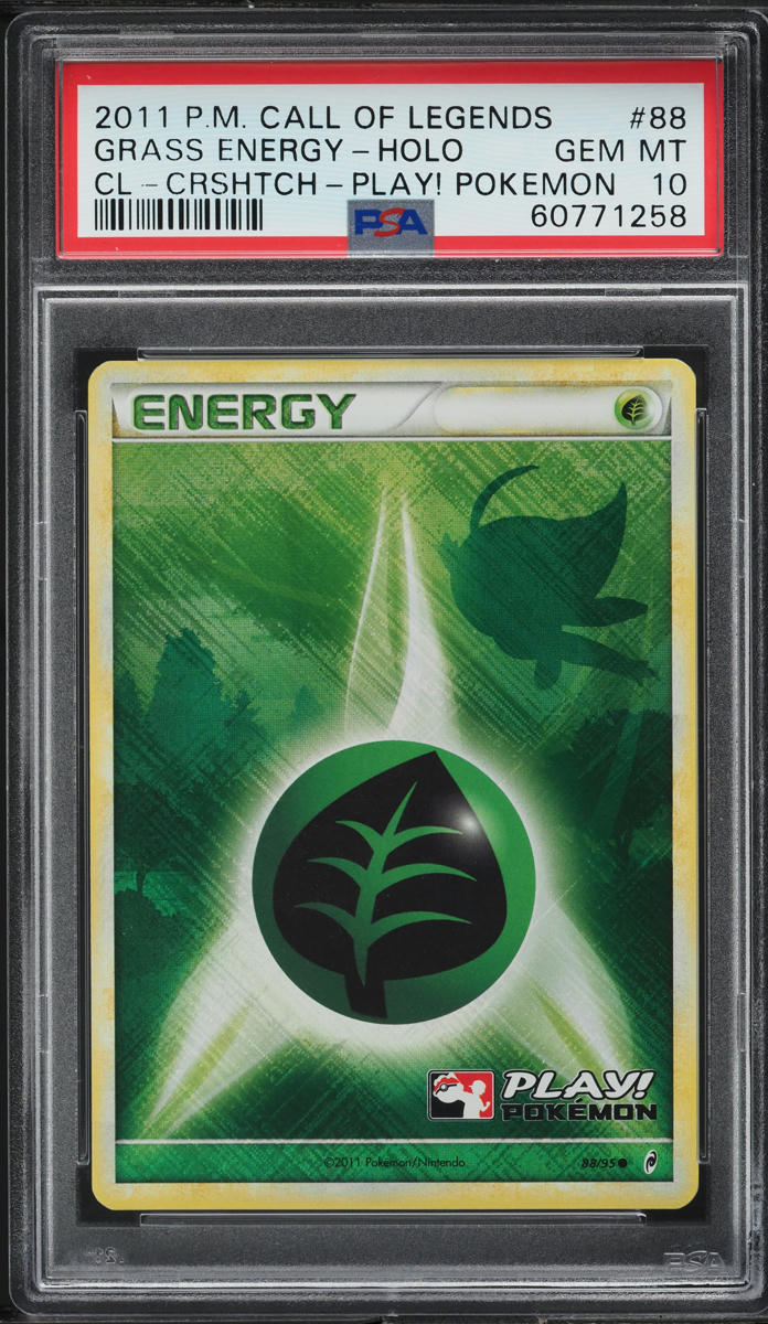 2011 POKEMON CALL OF LEGENDS PLAY! CROSSHATCH HOLO GRASS ENERGY #88 PSA 10