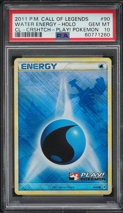 2011 POKEMON CALL OF LEGENDS PLAY! CROSSHATCH HOLO WATER ENERGY #90 PSA 10