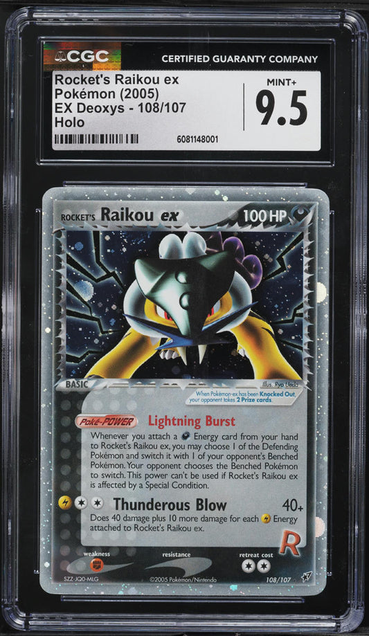 2005 POKEMON EX DEOXYS HOLO ROCKET'S RAIKOU EX #108 CGC 9.5 MINT+