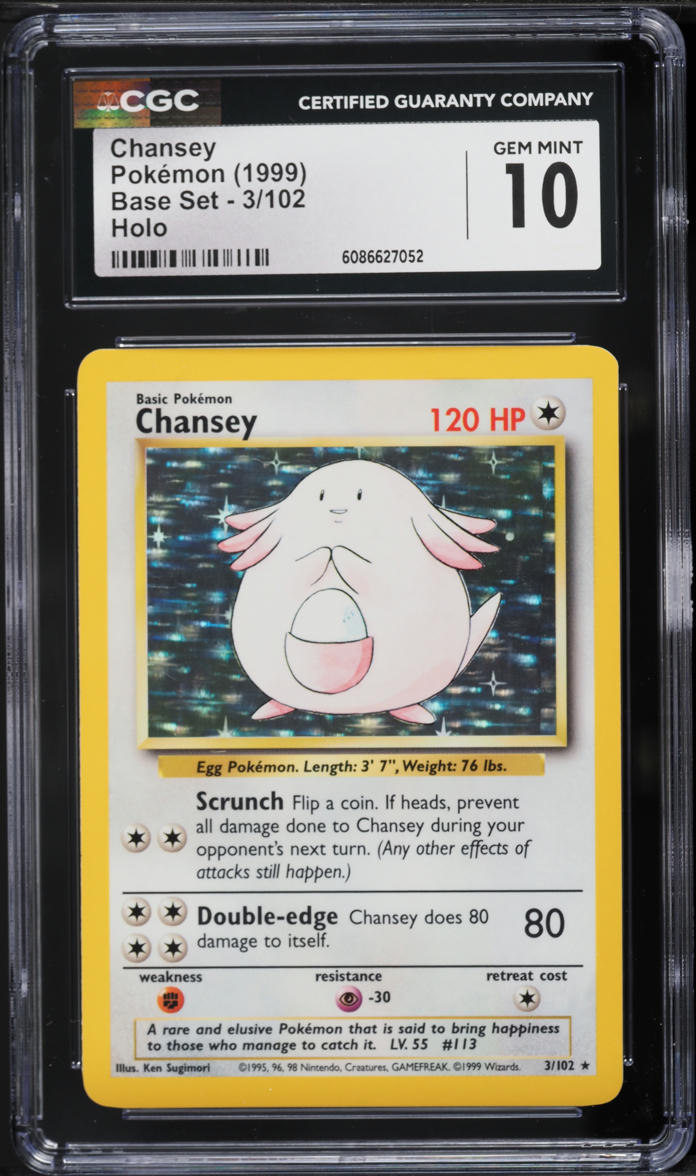 1999 POKEMON BASE SET HOLO CHANSEY #3 CGC 10 GEM MINT