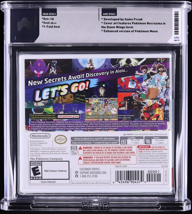 2017 POKEMON ULTRA MOON NINTENDO 3DS WATA 10 A++ SEALED