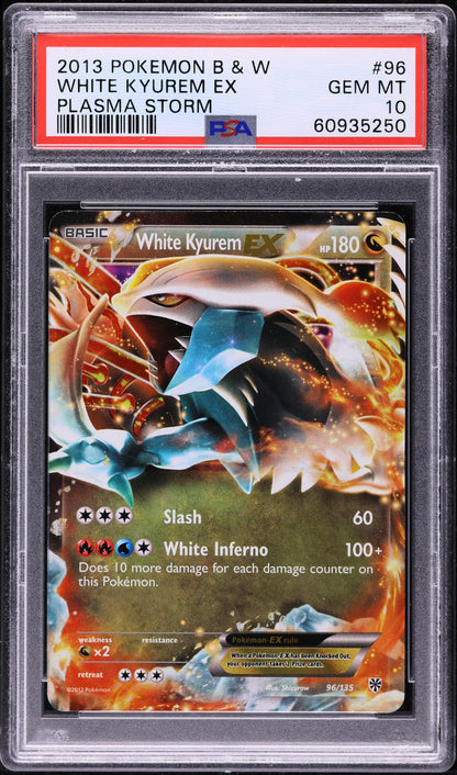 2013 POKEMON BLACK & WHITE PLASMA STORM WHITE KYUREM EX #96 PSA 10 GEM MINT