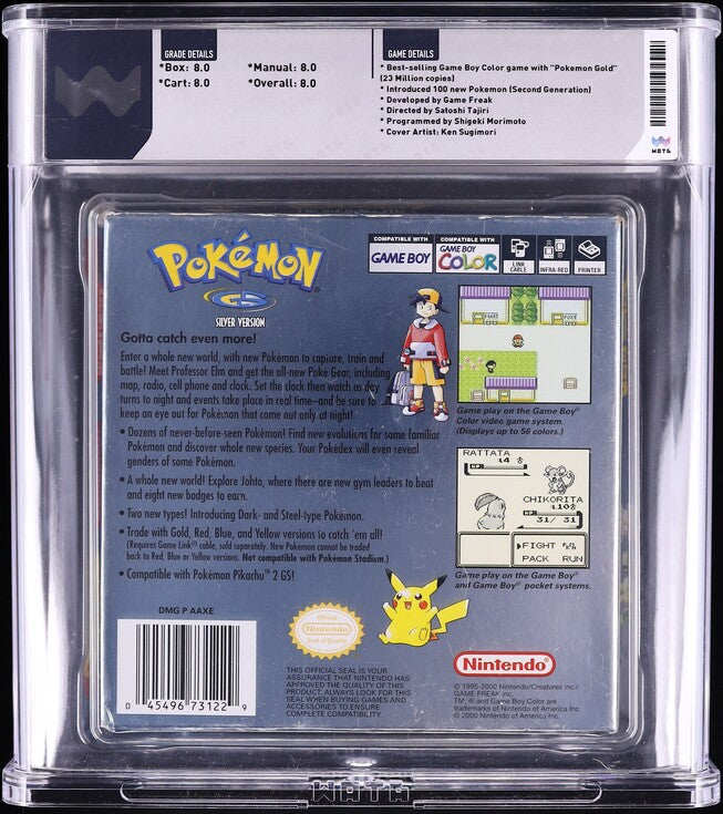 2000 POKEMON SILVER VERSION NINTENDO GAME BOY COLOR GBC WATA 8.0 CIB