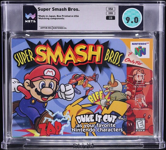 1999 SUPER SMASH BROS. NINTENDO 64 N64 WATA 9.0 CIB