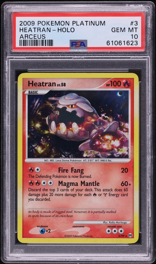 2009 POKEMON PLATINUM ARCEUS HOLO HEATRAN #3 PSA 10 *POP 3*