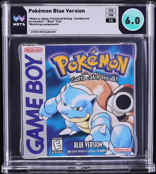 1998 POKEMON BLUE VERSION NINTENDO GAME BOY WATA 6.0 CIB
