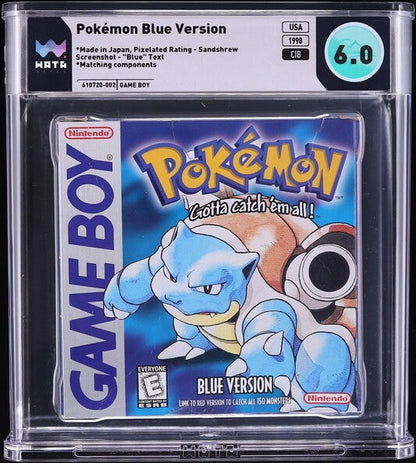 1998 POKEMON BLUE VERSION NINTENDO GAME BOY WATA 6.0 CIB